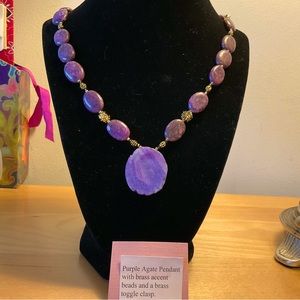 Purple Agate Pendant Necklace